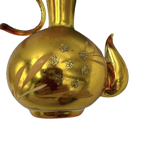 (2) Vintage Gold Teapot Christmas Ornaments Mica Mercury...